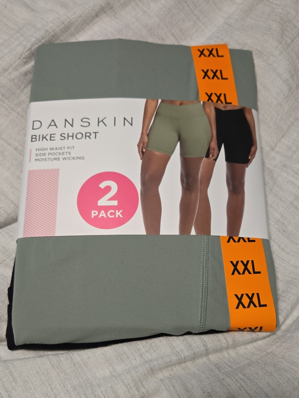 Danskin Women's Bike Shorts 2-Pack - Black And Green Size XXL